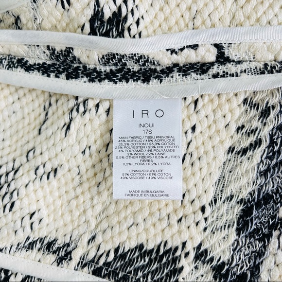 IRO Black white blazer jacket Dickey skuba snake geometrical cotton wool tweed - Picture 5 of 15